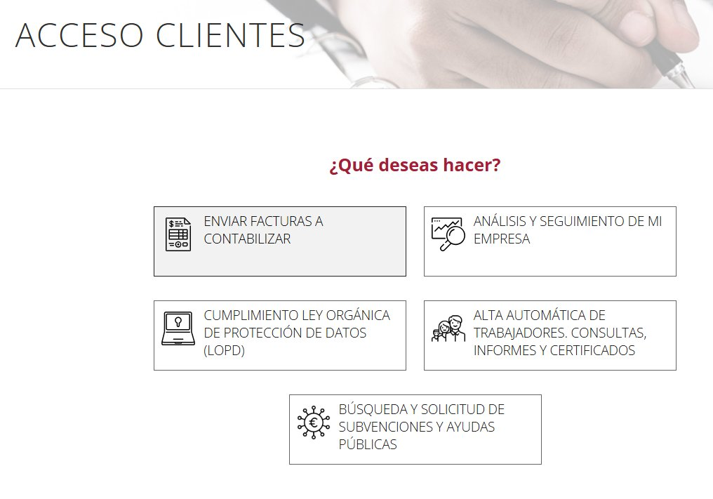 Página Acceso Clientes