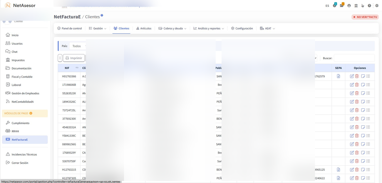 Base de datos Clientes